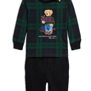 Boys' Polo Bear Graphic Plaid Tee & Fleece Pants Set - Baby